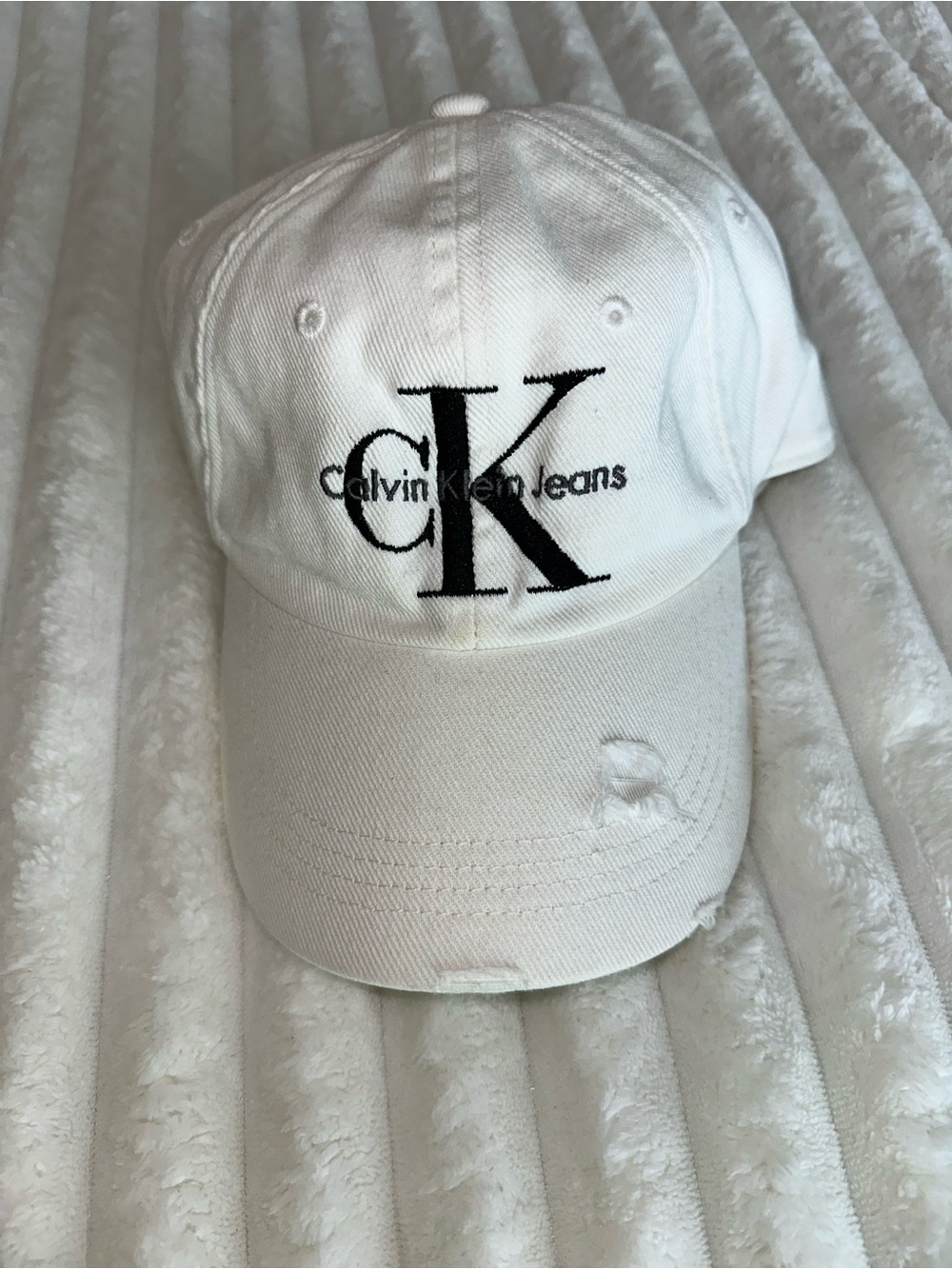 Calvin Klein Kids White Baseball Cap with Black CK Logo